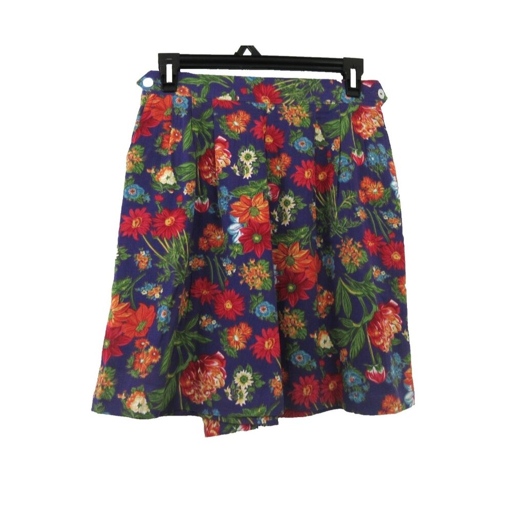 Lizsport High Waisted Shorts 8 Floral Tropical Print 100% Cotton Pockets Pleated